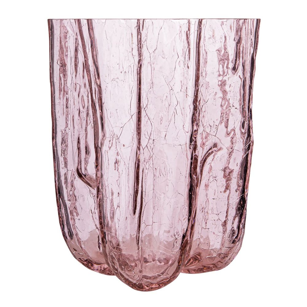 Kosta Boda Crackle Pink Vase Tall