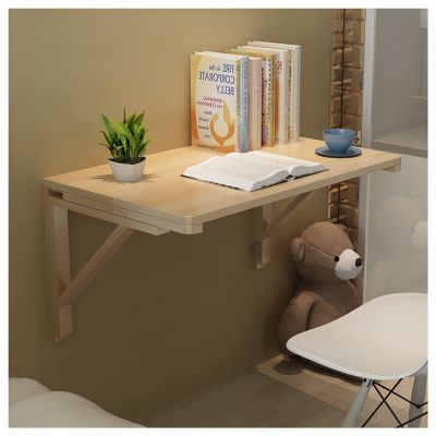 XLTFUC Wall-Mounted Table, Dining Table Desk, Pine Wood Wall-Mounted Bar Tables Stable Sturdy Wall Table for Kitchen Laundry,Table Only (Color : Wood Color, Size : 120X50cm)