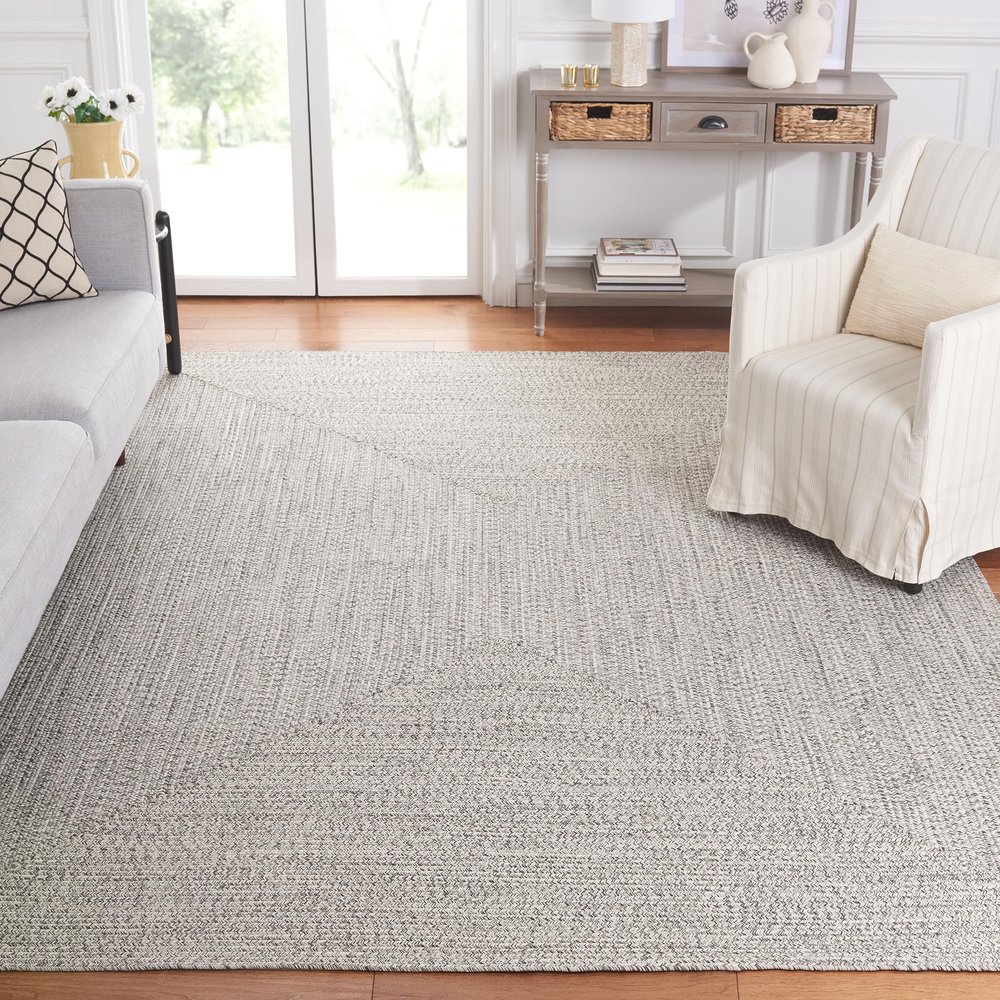 SAFAVIEH Braided Indoor/Outdoor Washable Area Rug 9'x12', Grey BRA201F