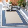 SAFAVIEH Washable Rug Outdoor Courtyard Collection - 7'10" Square, Beige & Navy, Non-Shedding & Easy Cleaning, Ideal for Patio, Backyard, Mudroom (CY7987-25812) view 1