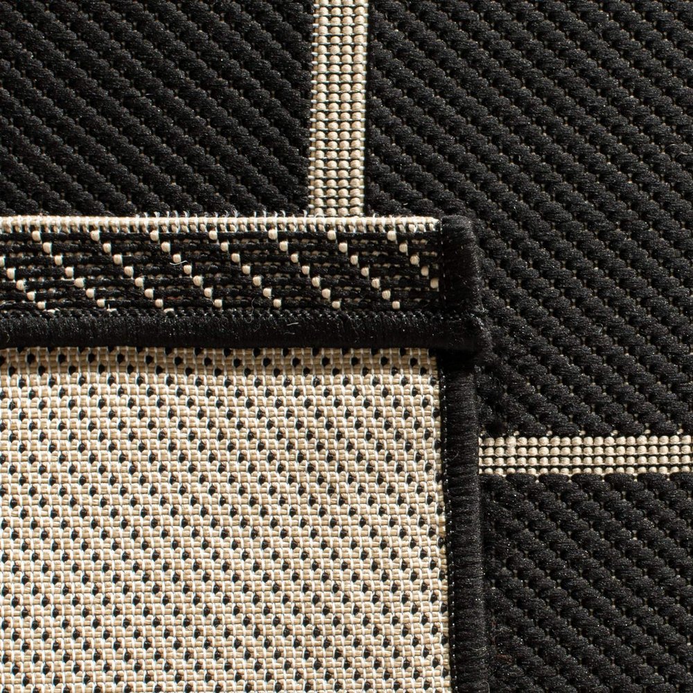 SAFAVIEH Washable Rug Outdoor Courtyard Collection - 8' x 10', Black & Cream, Non-Shedding & Easy Cleaning, Ideal for Patio, Backyard, Mudroom, Dining Space (CY6788-26)