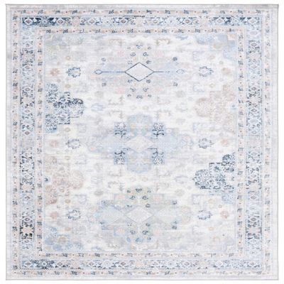 SAFAVIEH Washable Rug Bayside Collection - 8' x 10', Grey & Blue, Easy Cleaning, Ideal for in Living Room, Bedroom, Home Office, Dining Space (BAY116F)
