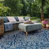 SAFAVIEH Washable Rug Outdoor Courtyard Collection - 8' x 11', Navy & Beige, Non-Shedding & Easy Cleaning, Ideal for Patio, Backyard, Mudroom (CY6344-25821) view 1