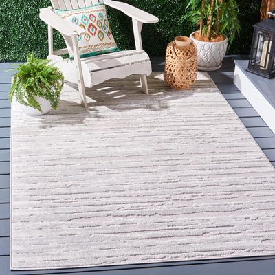 SAFAVIEH Cabana Collection Accent Rug - 4' x 6', Grey & Ivory, Non-Shedding & Easy Care, Indoor/Outdoor & Washable-Ideal for Patio, Backyard, Mudroom (CBN506F)