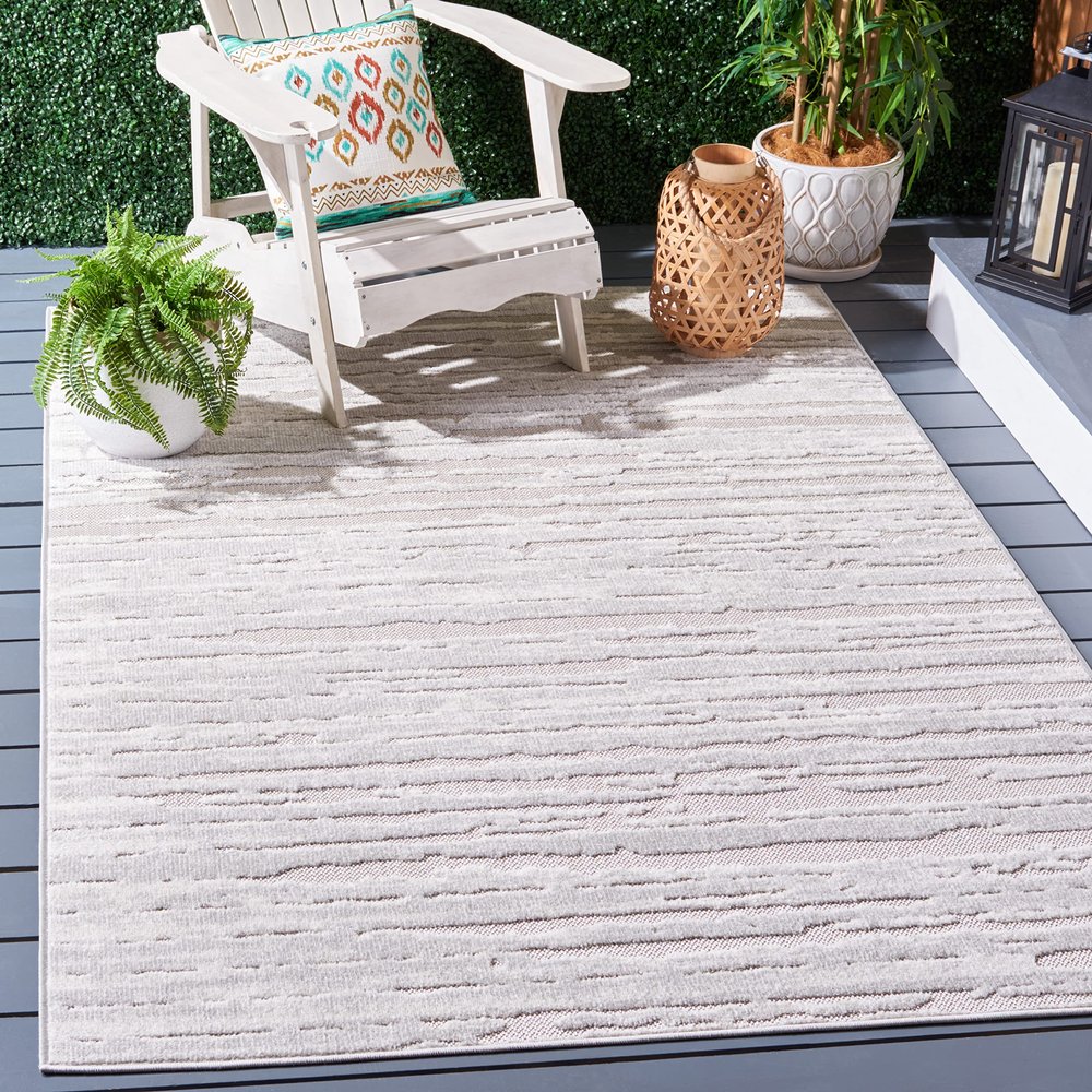 SAFAVIEH Cabana Collection Accent Rug - 4' x 6', Grey & Ivory, Non-Shedding & Easy Care, Indoor/Outdoor & Washable-Ideal for Patio, Backyard, Mudroom (CBN506F)