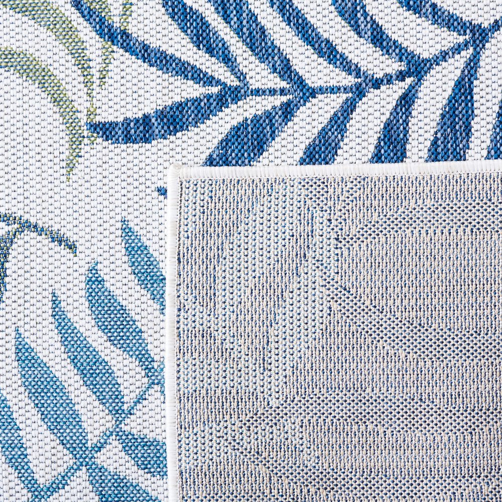 SAFAVIEH Washable Rug Outdoor Courtyard Collection - 6'7" Square, Beige & Green Blue, Non-Shedding & Easy Cleaning, Ideal for Patio, Backyard, Mudroom (CY9631-53424)