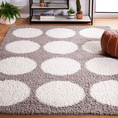 SAFAVIEH Area Rug 8x10 - Calico Shag Collection - Large - Grey & Ivory, Modern Design, Non-Shedding & Easy Cleaning, Ultra Plush Thick Pile, Ideal for Living Room, Bedroom, Dining Space (CLC120F)