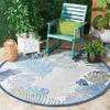 SAFAVIEH Washable Rug Outdoor Courtyard Collection - 6'7" Round, Beige & Green Blue, Non-Shedding & Easy Cleaning, Ideal for Patio, Backyard, Mudroom (CY9621-53424) view 1