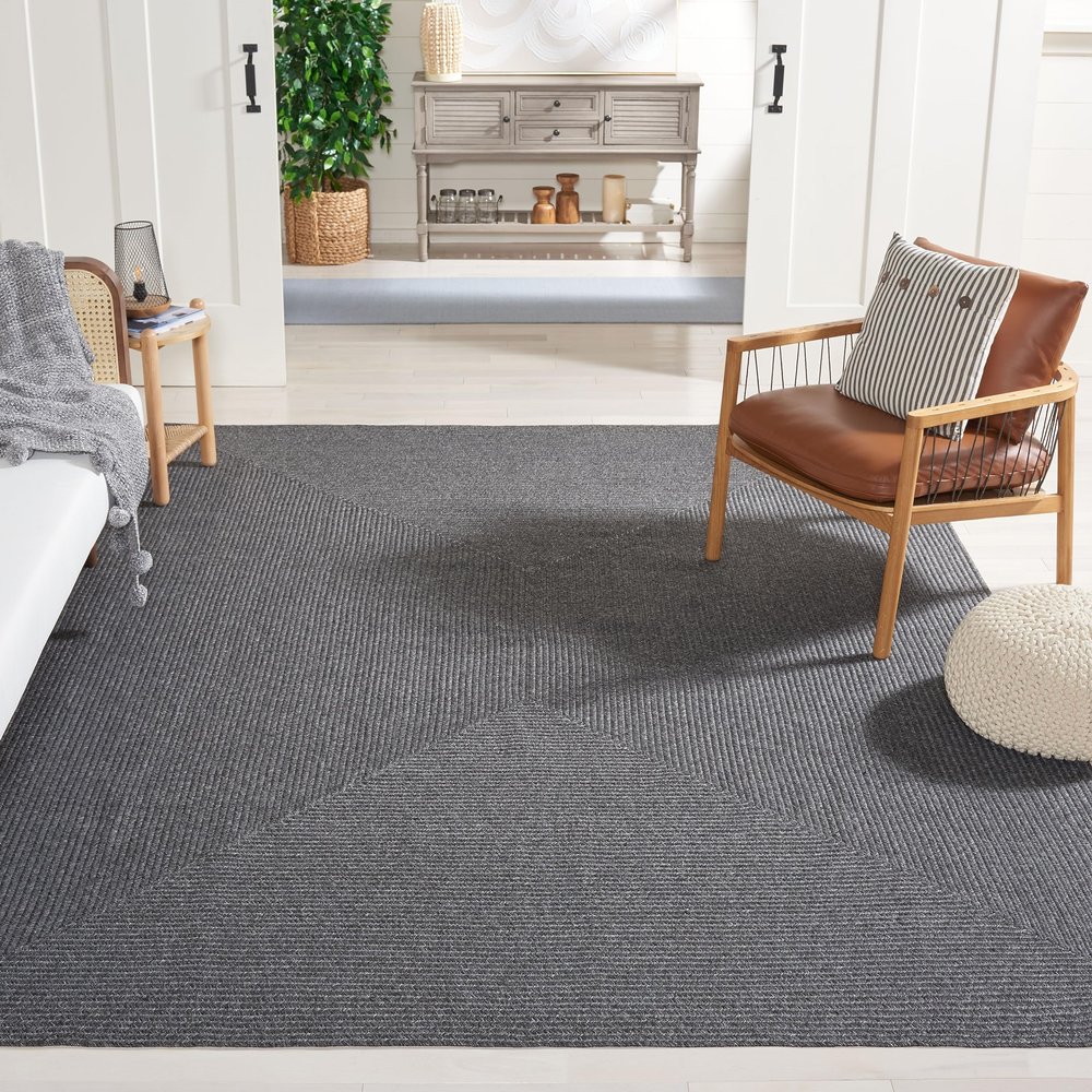 SAFAVIEH Braided Indoor/Outdoor Washable Area Rug 9'x12', Black BRA201Z