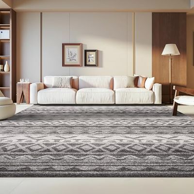 SAFAVIEH Area Rug 8x10 - Adirondack Collection - Large - Ivory & Charcoal, Moroccan Boho Distressed Design, Non-Shedding & Easy Cleaning, Ideal for Living Room, Bedroom, Dining Space (ADRL119N)