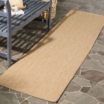 SAFAVIEH Washable Rug Outdoor Courtyard Collection - 2'3" x 18' Runner, Natural & Cream, Non-Shedding & Easy Cleaning, Ideal for Patio, Entryway, Mudroom, Hallway, Kitchen (CY8022-03012)
