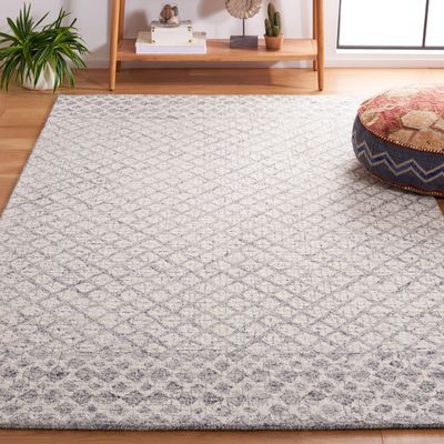 SAFAVIEH Abstract Collection Accent Rug - 3' x 5', Grey & Ivory, Handmade Wool, Ideal for High Traffic Areas in Entryway, Living Room, Bedroom (ABT203G)