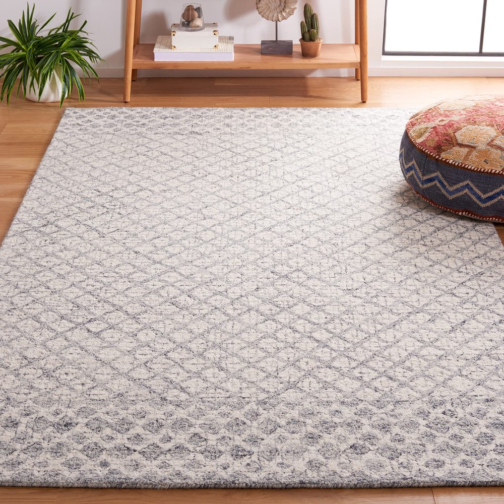 SAFAVIEH Abstract Collection Accent Rug - 3' x 5', Grey & Ivory, Handmade Wool, Ideal for High Traffic Areas in Entryway, Living Room, Bedroom (ABT203G)