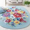 SAFAVIEH Chelsea Collection Area Rug - 3' x 5' Oval, Blue & Rose, Handmade French Country Floral Wool, Ideal for High Traffic Areas in Living Room, Bedroom (HK219M) view 1