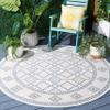 SAFAVIEH Washable Rug Outdoor Courtyard Collection - 6'7" Round, Ivory & Navy Yellow, Non-Shedding & Easy Cleaning, Ideal for Patio, Backyard, Mudroom (CY9681-53455) view 1
