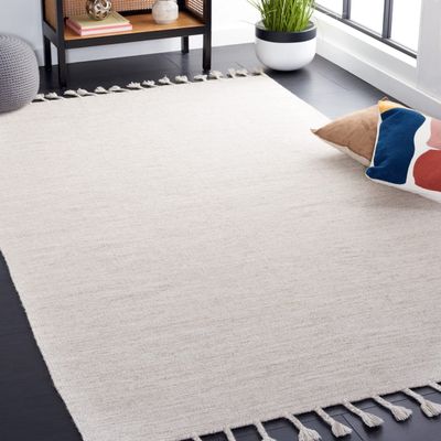 SAFAVIEH Dhurries Collection Accent Rug - 4' x 6', Beige, Handmade Tassel Wool, Ideal for High Traffic Areas in Entryway, Living Room, Bedroom (DHU801B)