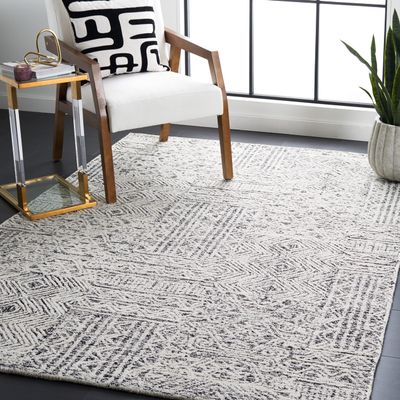 SAFAVIEH Abstract Collection Accent Rug - 3' x 5', Black & Ivory, Handmade Wool, Ideal for High Traffic Areas in Entryway, Living Room, Bedroom (ABT225Z)