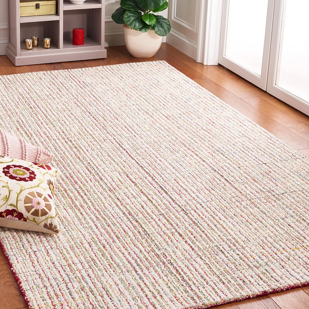 SAFAVIEH Area Rug 8x10 - Abstract Collection - Large - Red & Green, Handmade Wool, Ideal for Living Room, Bedroom, Office, Dining Space (ABT481Q)