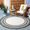 SAFAVIEH Washable Rug Outdoor Courtyard Collection - 5'3" Round, Ivory & Black, Non-Shedding & Easy Cleaning, Ideal for Patio, Backyard, Mudroom (CY8475-53712) view 1