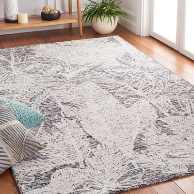 SAFAVIEH Metro Collection Accent Rug - 3' x 5', Black & Ivory, Handmade Botanical Wool, Ideal for High Traffic Areas in Entryway, Living Room, Bedroom (MET880Z)
