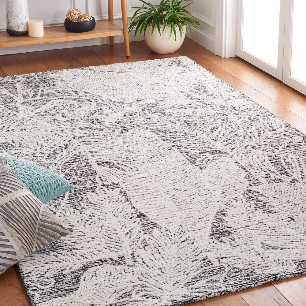 SAFAVIEH Metro Collection Accent Rug - 3' x 5', Black & Ivory, Handmade Botanical Wool, Ideal for High Traffic Areas in Entryway, Living Room, Bedroom (MET880Z)