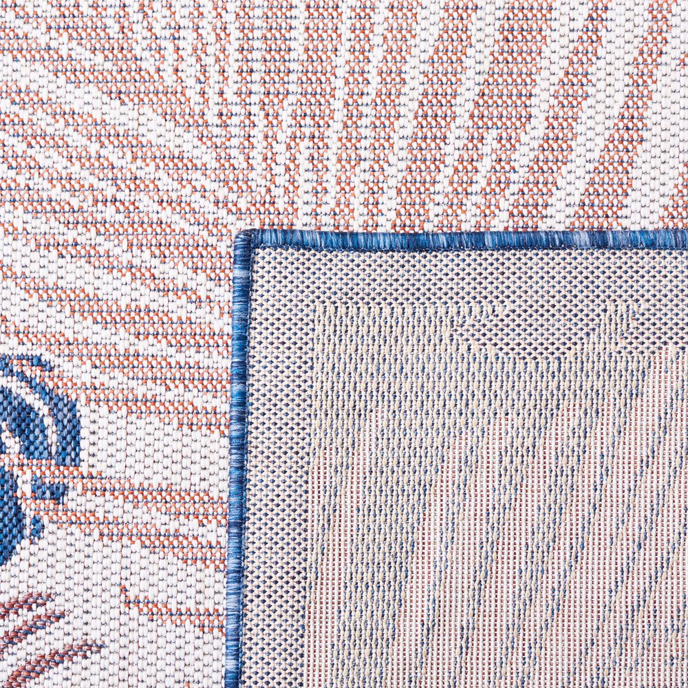 SAFAVIEH Washable Rug Outdoor Courtyard Collection - 6'7" Square, Beige & Rust, Non-Shedding & Easy Cleaning, Ideal for Patio, Backyard, Mudroom (CY9621-53434)