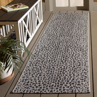 SAFAVIEH Washable Rug Outdoor Courtyard Collection - 2'3" x 20' Runner, Grey & Black, Non-Shedding & Easy Cleaning, Ideal for Patio, Entryway, Mudroom, Hallway, Kitchen (CY8505-37612)