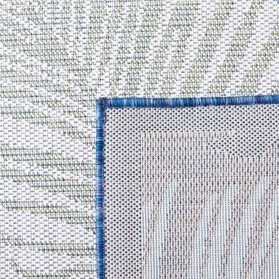 SAFAVIEH Washable Rug Outdoor Courtyard Collection - 6'7" Square, Beige & Green Blue, Non-Shedding & Easy Cleaning, Ideal for Patio, Backyard, Mudroom (CY9621-53424)