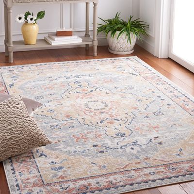 SAFAVIEH Washable Rug Bayside Collection - 8' x 10', Sage & Gold, Easy Cleaning, Ideal for in Living Room, Bedroom, Home Office, Dining Space (BAY134W)