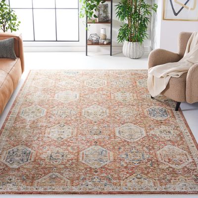 SAFAVIEH Area Rug 8x10 - Silverado Collection - Large - Rust & Blue, Traditional Vintage Distressed Design, Non-Shedding & Easy Cleaning, Ideal for Living Room, Bedroom, Office, Dining Space (SVD108P)
