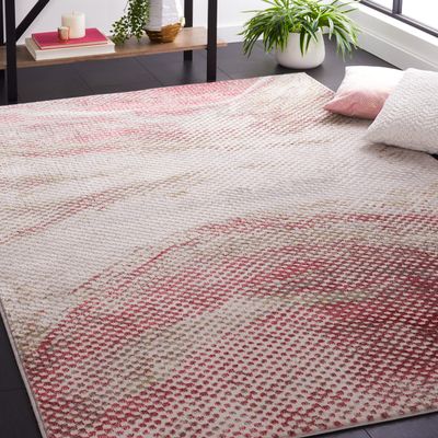 SAFAVIEH Area Rug 8x10 - Palma Collection - Large - Light Grey & Red, Modern Abstract Design, Non-Shedding & Easy Cleaning, Ideal for Living Room, Bedroom, Office, Dining Space (PAM324F)