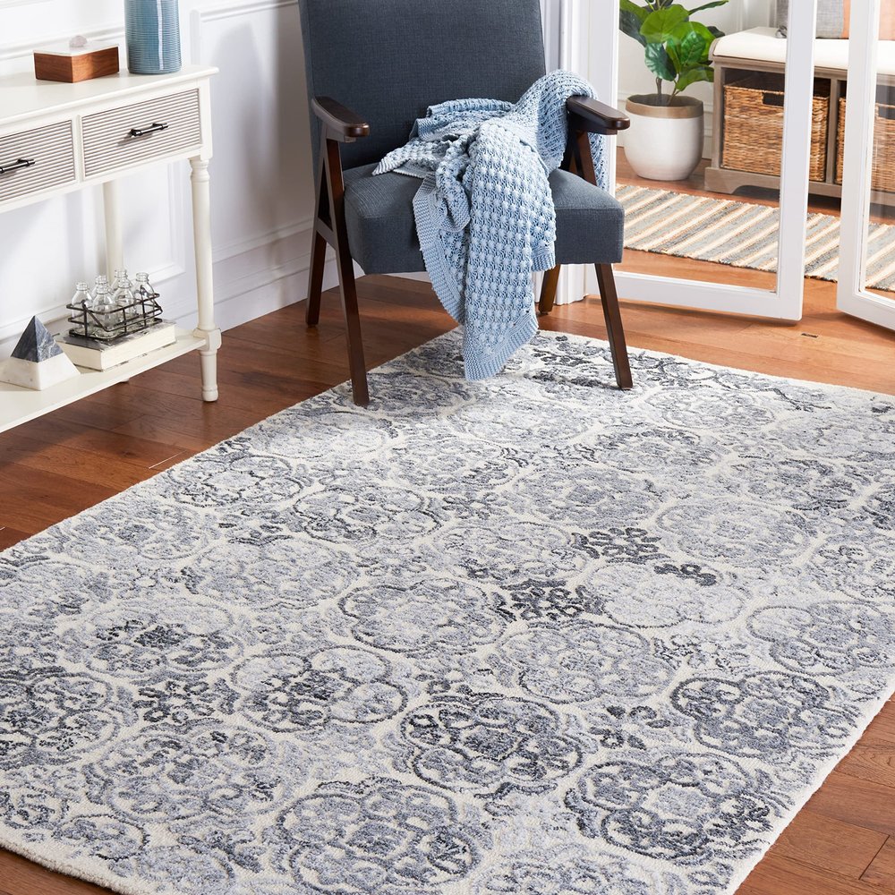 SAFAVIEH Metro Collection Accent Rug - 3' x 5', Ivory & Grey, Handmade Wool, Ideal for High Traffic Areas in Entryway, Living Room, Bedroom (MET873F)
