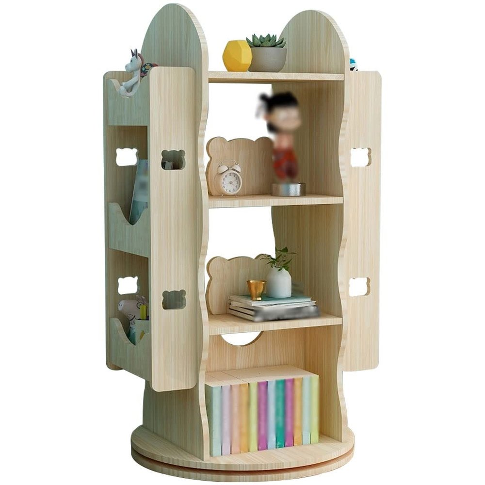 Bookshelf Bookshelf Small Wooden 360rotatable Bookshelf, Floor Picture Book Display Stand, Multi-Layer Living Room Storage Rack, Book Shelf Organizer for Boys