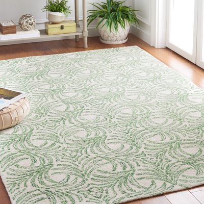 Martha Stewart x SAFAVIEH Area Rug Collection - 3' x 5', Ivory & Green, Handmade Wool, Ideal for Living Room, Bedroom, Foyer, Accent Space (MSR3528Y)