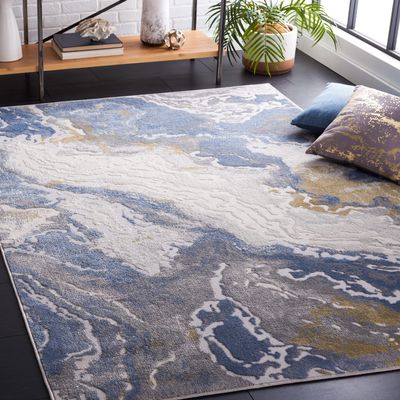 SAFAVIEH Area Rug 8x10 - Palma Collection - Large - Beige & Light Blue, Modern Abstract Design, Non-Shedding & Easy Cleaning, Ideal for Living Room, Bedroom, Office, Dining Space (PAM348A)