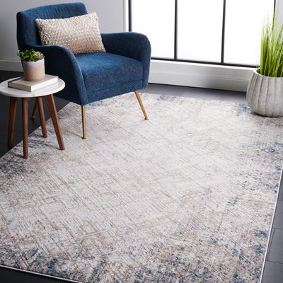 SAFAVIEH Area Rug 8x10 - Vogue Collection - Large - Blue & Grey, Distressed Design, Non-Shedding & Easy Cleaning, Ideal for Living Room, Bedroom, Office, Dining Space (VGE158M)