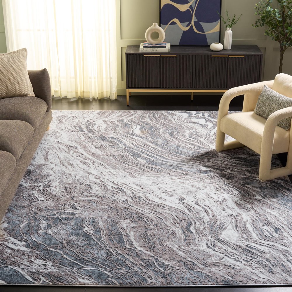 SAFAVIEH Area Rug 8x10 - Vogue Collection - Large - Grey & Ivory, Modern Abstract Design, Non-Shedding & Easy Cleaning, Ideal for Living Room, Bedroom, Office, Dining Space (VGE162F)