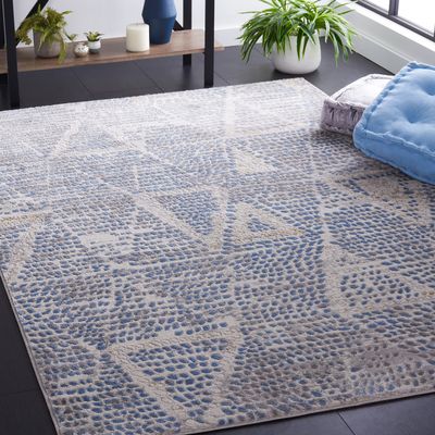 SAFAVIEH Area Rug 8x10 - Palma Collection - Large - Beige & Blue, Modern Design, Non-Shedding & Easy Cleaning, Ideal for Living Room, Bedroom, Office, Dining Space (PAM318A)