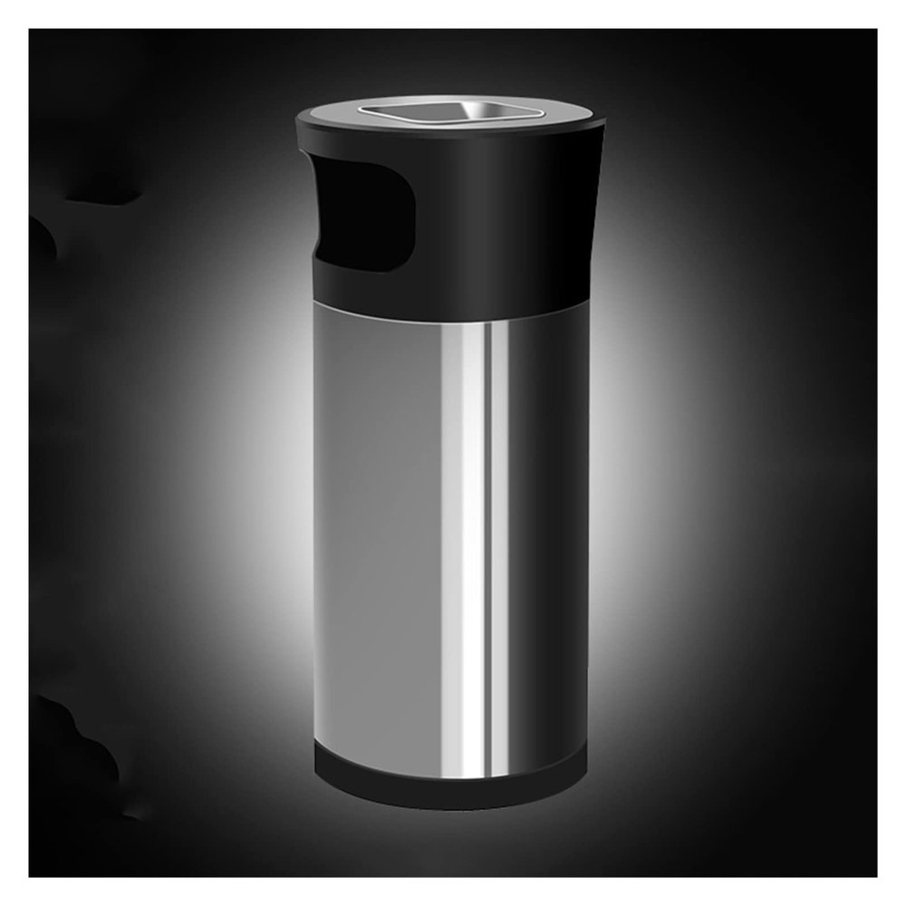 KIZQYN Trash Cans 15L/20L/25L/30L Square Vertical Trash Can Commercial Stainless Steel Trash Can Trash Can with Ashtray for Hotel Corridor Hall Elevator Entrance Outdoor Waste Bins (Size : Round 15L)