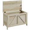 HOMCOM 30" Farmhouse Storage Bench, Lift Top Storage Chest with Safety Hinge to Open Up 100, Wooden Trunk for Bedroom, Entryway, Living Room, Natural view 1