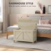 HOMCOM 30" Farmhouse Storage Bench, Lift Top Storage Chest with Safety Hinge to Open Up 100, Wooden Trunk for Bedroom, Entryway, Living Room, Natural view 3