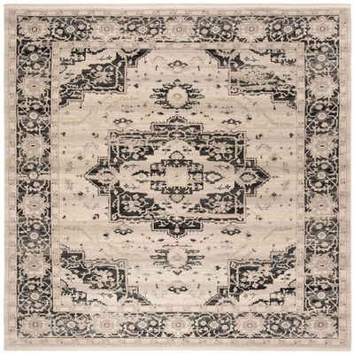 SAFAVIEH Area Rug 8x10 - Vintage Persian Collection - Large - Ivory & Charcoal, Oriental Distressed Design, Non-Shedding & Easy Cleaning, Ideal for Living Room, Bedroom, Office, Dining Space (VTP447Z)