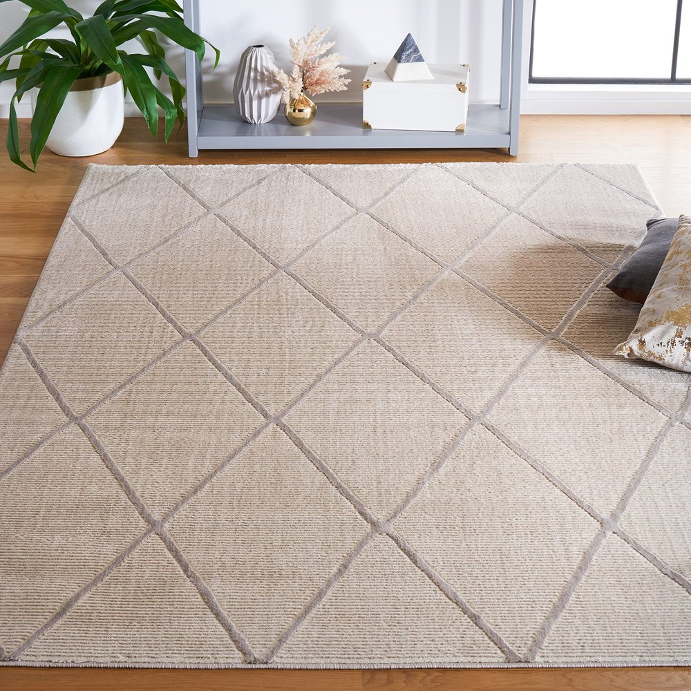 SAFAVIEH Area Rug 8x10 - Revive Collection - Large - Beige, Trellis Pattern, Non-Shedding & Easy Cleaning, Ideal for Living Room, Bedroom, Office, Dining Space (REV104B)