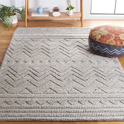 SAFAVIEH Natura Collection Accent Rug - 3' x 5', Grey, Handmade Rustic Farmhouse Boho Wool Blend, Ideal for High Traffic Areas in Entryway, Living Room, Bedroom (NAT128F)