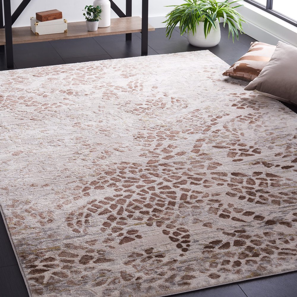 SAFAVIEH Area Rug 8x10 - Palma Collection - Large - Beige & Brown, Modern Abstract Design, Non-Shedding & Easy Cleaning, Ideal for Living Room, Bedroom, Office, Dining Space (PAM308A)