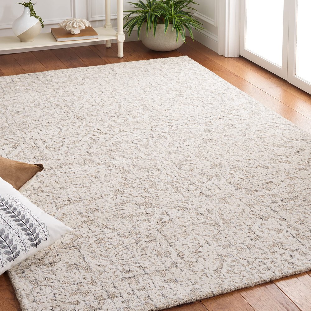 SAFAVIEH Metro Collection Accent Rug - 3' x 5', Beige & Ivory, Handmade Floral Wool, Ideal for High Traffic Areas in Entryway, Living Room, Bedroom (MET879B)