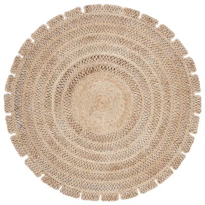 SAFAVIEH Natural Fiber Collection Area Rug - 4' Round, Natural, Farmhouse Jute Design, Ideal for High Traffic Areas in Living Room, Bedroom (NF177A)