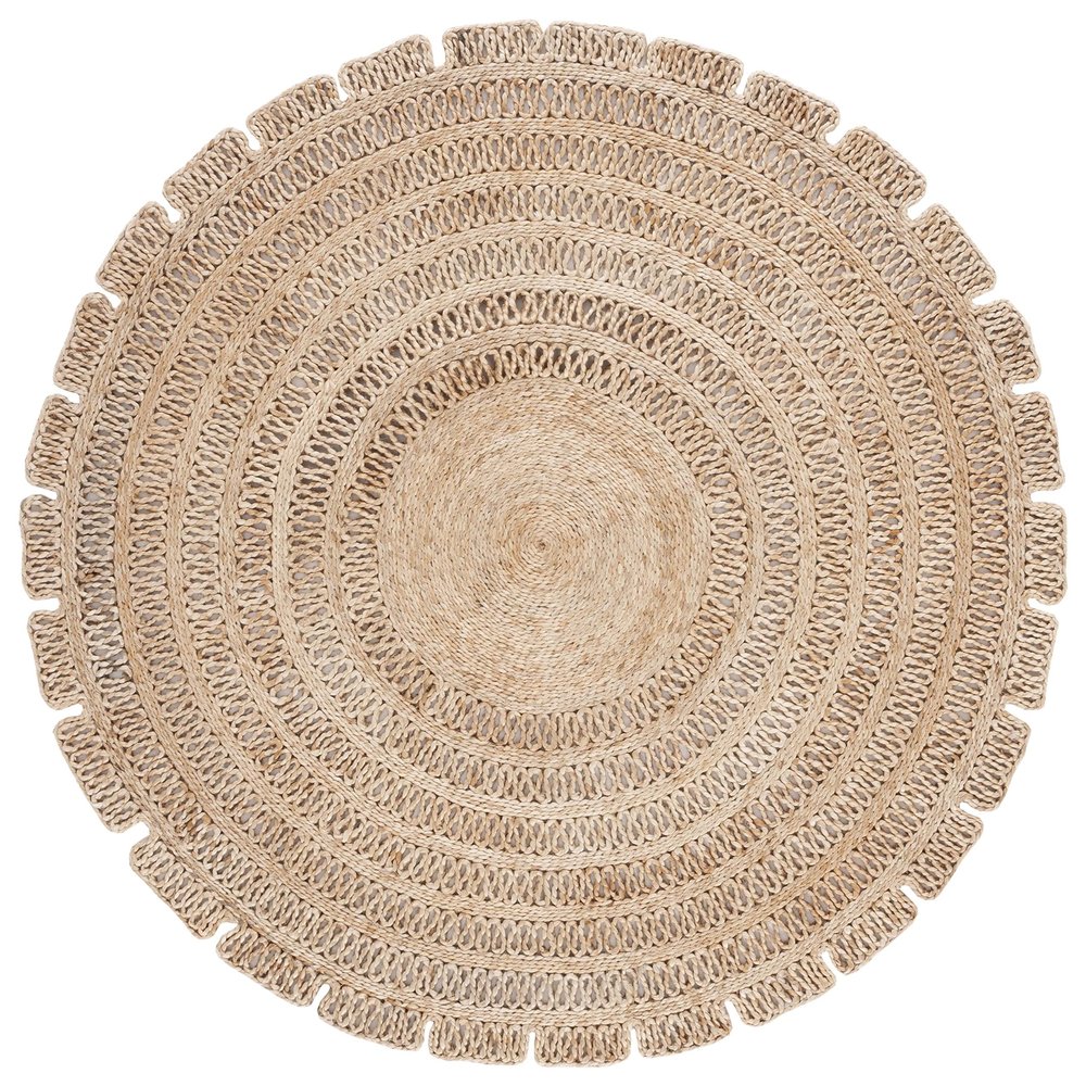 SAFAVIEH Natural Fiber Collection Area Rug - 4' Round, Natural, Farmhouse Jute Design, Ideal for High Traffic Areas in Living Room, Bedroom (NF177A)