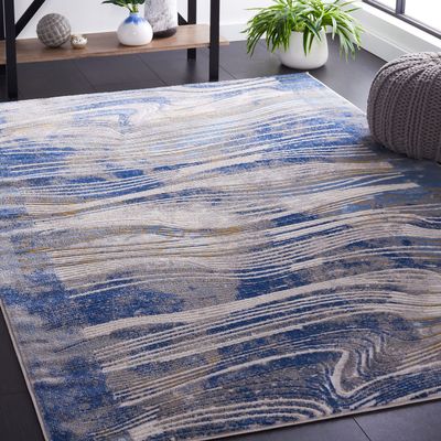 SAFAVIEH Area Rug 8x10 - Palma Collection - Large - Beige & Blue, Modern Abstract Design, Non-Shedding & Easy Cleaning, Ideal for Living Room, Bedroom, Office, Dining Space (PAM316A)
