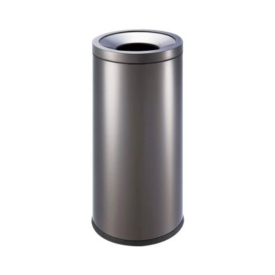 KIZQYN Trash Cans Round Barrel-Shaped Stainless Steel Trash Can Outdoor/Indoor Waste Bin Without Cover Creative Fashion Commercial Rubbish Bin, 4 Colors Outdoor Waste Bins (Color : Black Gold)